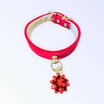 RED BOW - Velvet Gift Wrap Bow Collar - 10"