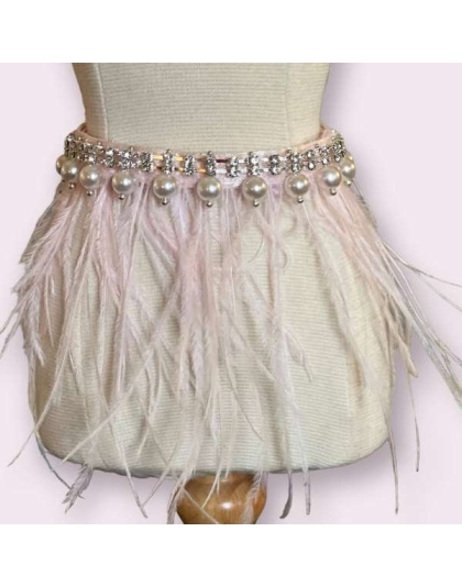 Feathers, Diamonds, & Pearls Glam Collar - 10''