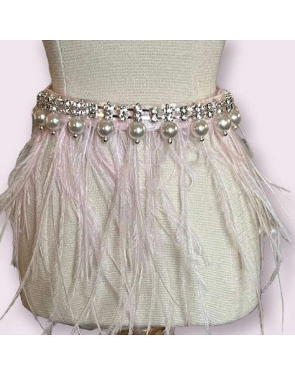 Feathers, Diamonds, & Pearls Glam Collar - 10''