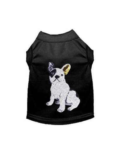 BLACK - Frenchie Sequin Tee - Large