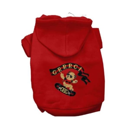 RED - GG Skateboard Dog Hoodie - Small