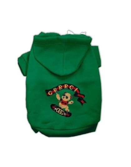 GREEN - GG Skateboard Dog Hoodie - Large