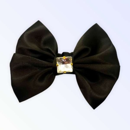 BLACK - Glass Diamond Rhinestone Bow- Short