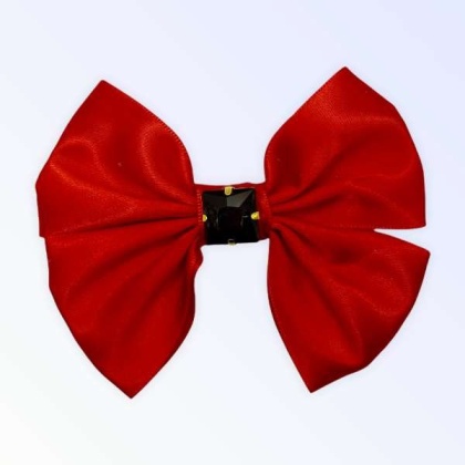 RED - Glass Diamond Rhinestone Bow- Short