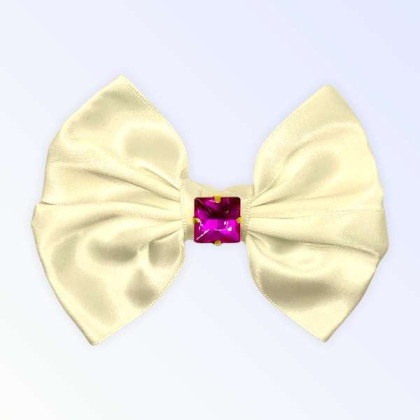 WHITE - Glass Diamond Rhinestone Bow- Short