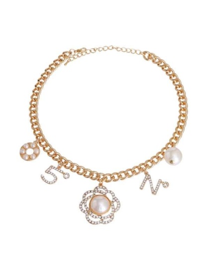 Gold No 5 Charm Necklace - X Large