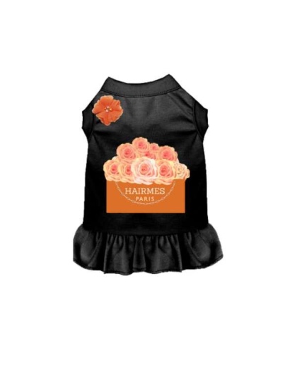 BLACK - Hairmes Flowers Dog Dress - 2X Large