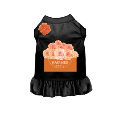 BLACK - Hairmes Flowers Dog Dress - Small