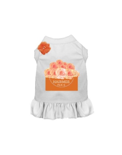 WHITE - Hairmes Flowers Dog Dress - Small