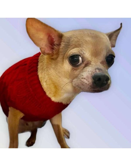 WINE RED - Knit Turtleneck Dog Sweater - Medium