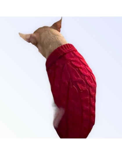 WINE RED - Knit Turtleneck Dog Sweater - Medium