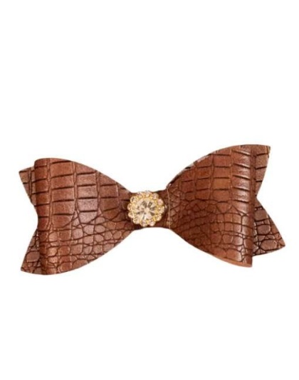 DARK BROWN - Leatherette Bling Bows