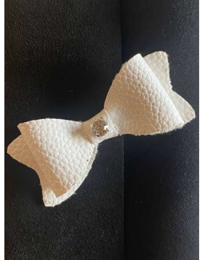 WHITE - Leatherette Bling Bows