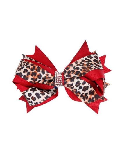 Red - Leopard Hair Bows