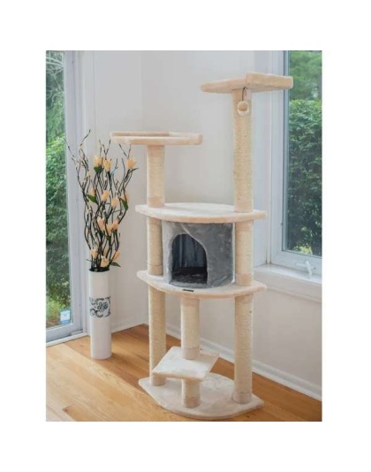 Armarkat 64" Real Wood Cat Tree W Sractch Sisal Post