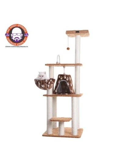 Armarkat Brown Carpet Cat Furniture, Real Wood Kitty Tower