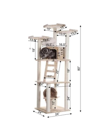 Armarkat Multi-function Real WOOD Cat Tower Beige