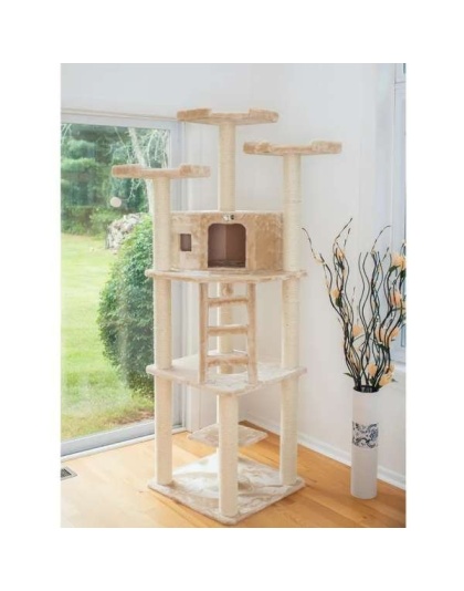 Armarkat Multi-function Real WOOD Cat Tower Beige