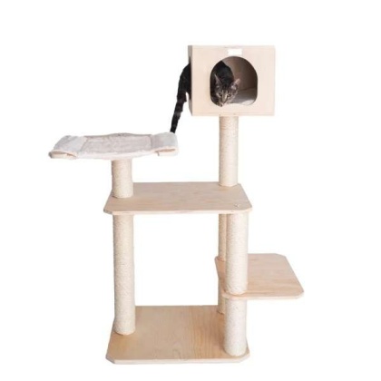 Armarkat Premium Scots Pine Solid Wood Cat Tree, 50" Tall