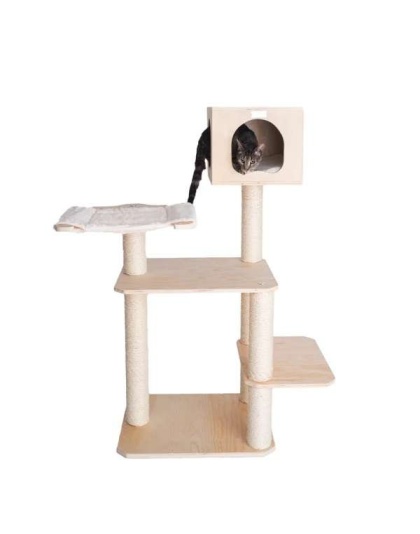 Armarkat Premium Scots Pine Solid Wood Cat Tree, 50" Tall