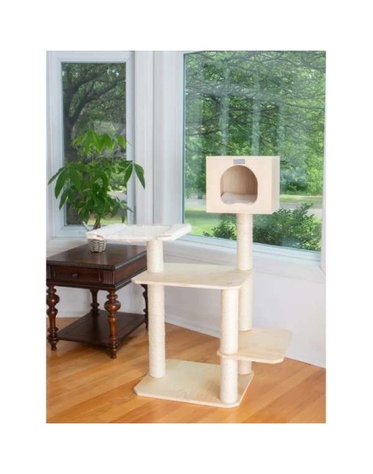 Armarkat Premium Scots Pine Solid Wood Cat Tree, 50" Tall