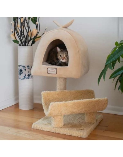 Armarkat X3007 Cat Condo, Real Wood Cat Scratching Post