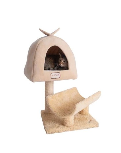 Armarkat X3007 Cat Condo, Real Wood Cat Scratching Post