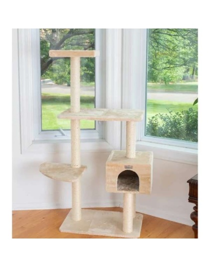 GleePet 57-Inch Cat Tree  Real Wood Cat Perches Bge