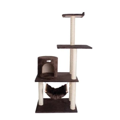 GleePet 59-Inch Brown Cat Tree Real Wood Cat Hammock