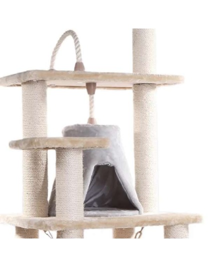 Real Wood 65" Cat Tree With Hammock, Playhouse A6501