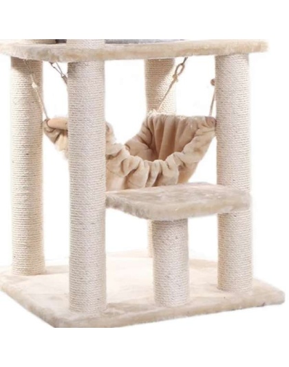 Real Wood 65" Cat Tree With Hammock, Playhouse A6501