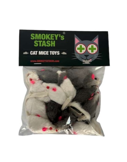 Smokey's Stash Rabbit Fur Mouse Cat Toy