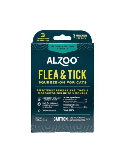 ALZOO Plant-Based Flea & Tick Repellent Squeeze-On Cat