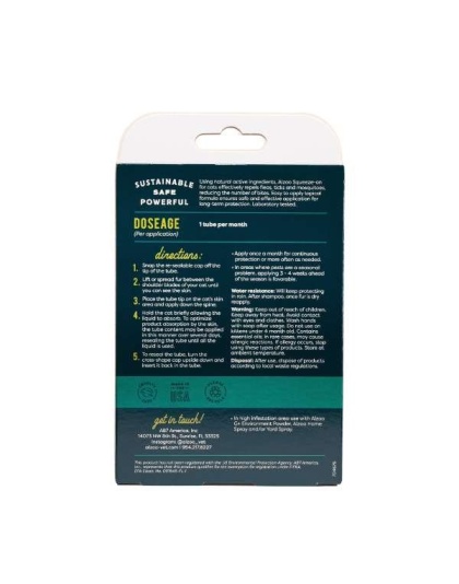 ALZOO Plant-Based Flea & Tick Repellent Squeeze-On Cat