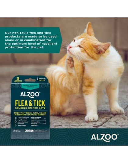 ALZOO Plant-Based Flea & Tick Repellent Squeeze-On Cat