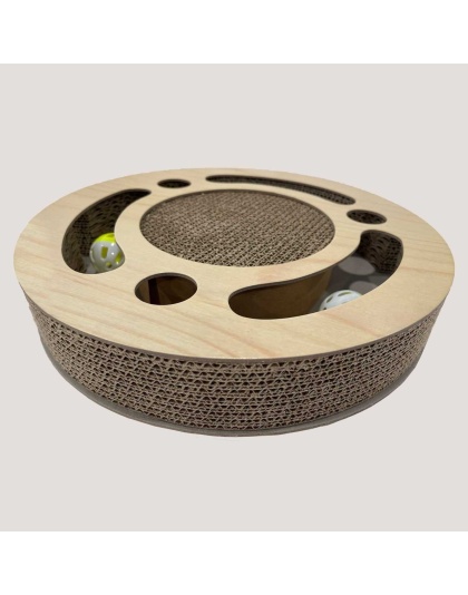 NANDOG Round Shape Open Play Set Wood Cat Scratcher