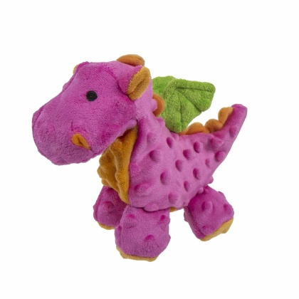 Pink - goDog Dragons Squeaky Plush Dog Toy - Small