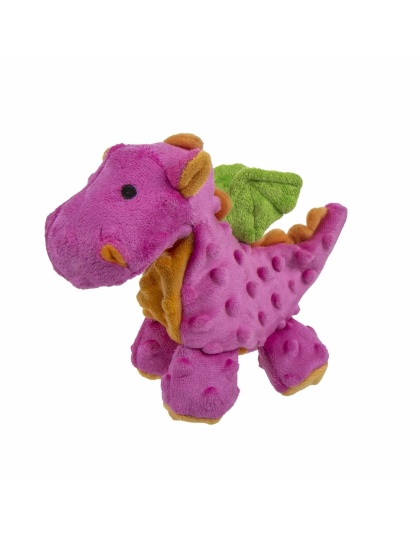 Pink - goDog Dragons Squeaky Plush Dog Toy - Small