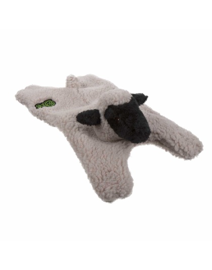 goDog Barnyard Buddies Lamb Squeaky Plush Flattie Dog Toy  - Large