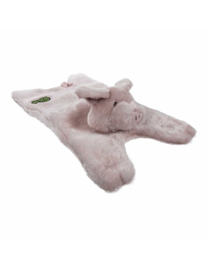 goDog Barnyard Buddies Pig Squeaky Plush Flattie Dog Toy - Large