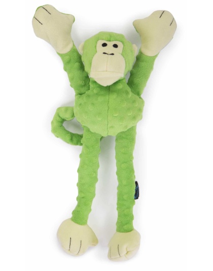 goDog Crazy Tugs Monkeys Squeaky Plush Dog Toy Large