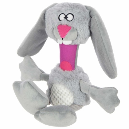 goDog Multi Tugs Rabbit Plush Dog Toy Grey Small