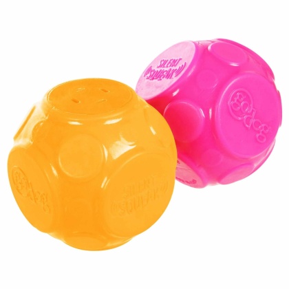 goDog Silent Squeaker Ball Dog Toy 2pk