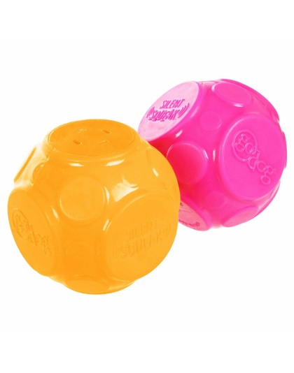 goDog Silent Squeaker Ball Dog Toy 2pk