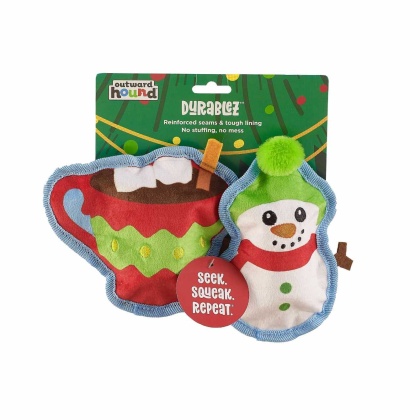 Outward Hound Durablez Cocoa/Snowman Dog Chew Toy XS 2pk