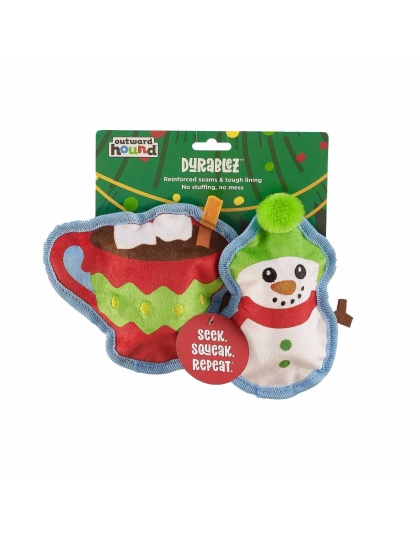 Outward Hound Durablez Cocoa/Snowman Dog Chew Toy XS 2pk