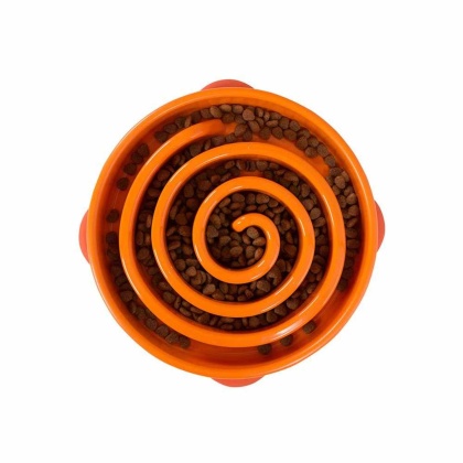 Orange - Outward Hound Fun Feeder Slo Bowl  - Large