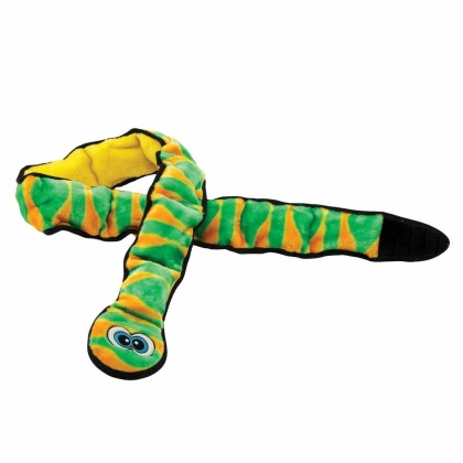 Green - Outward Hound Invincibles Snake Durable Plush Dog Toy  - XXL