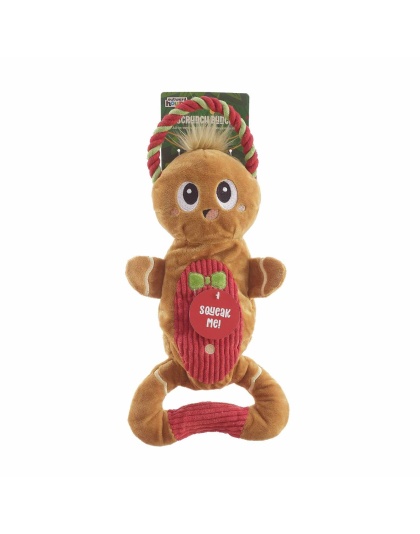 Outward Hound Scrunch Bunch Gingerbread Man Rope Dog Toy Brown