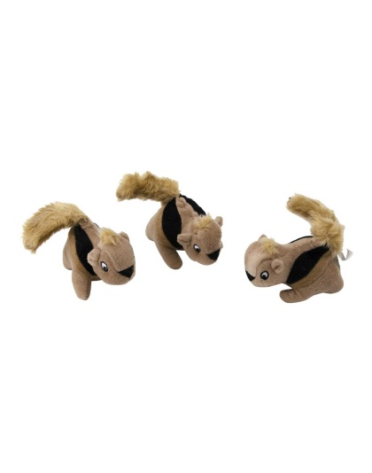 Outward Hound Squeakin' Squirrels Plush Dog Toy Brown 3pc